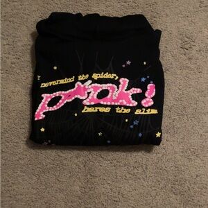 Spider Pink Hoodie Black Size Medium